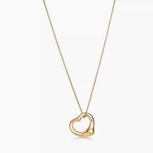 Tiffany Elsa Peretti 18K Open Heart Pendant Necklace 18k yellow gold